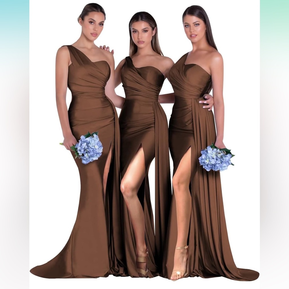 Brown One-Shoulder Dress